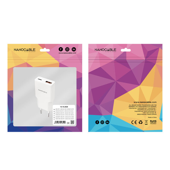Carregador Nanocable USB-C/PD + USB-A/QC 30W, Branco image number 4