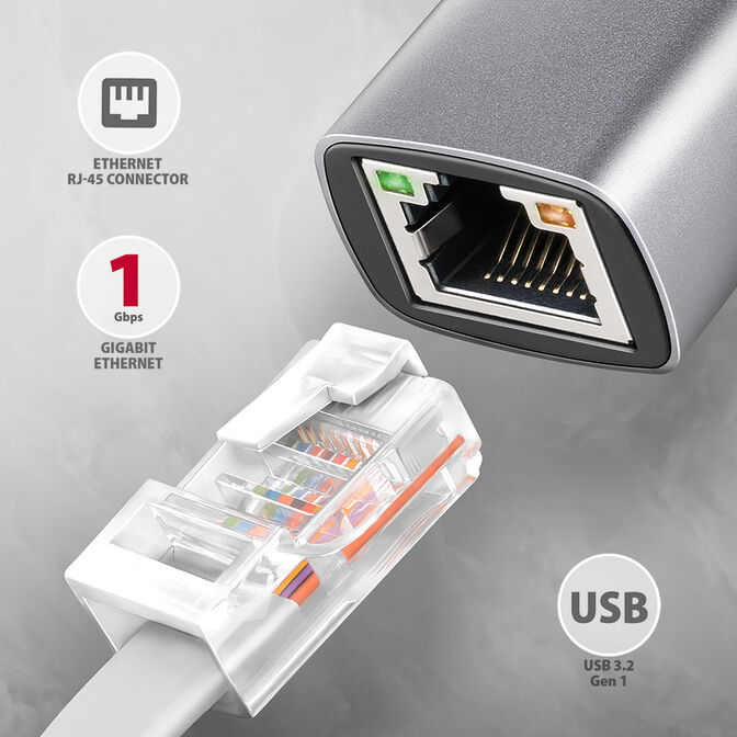 Adaptador AXAGON ADE-TXPD USB-C USB3.2 Gen 1 - Gigabit Ethernet + PD 100W image number 1