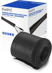 Manga Flex&iacute;vel Ewent EW1558 p/ Organizar Cabos com Fecho 2000x100mm Preta