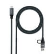 Cabo USB 3.2 Gen2x2 Nanocable 20Gbps 5A/100W 4K/60HZ USB-C M/USB-A/M 3 M Cinzento/Preto image number null