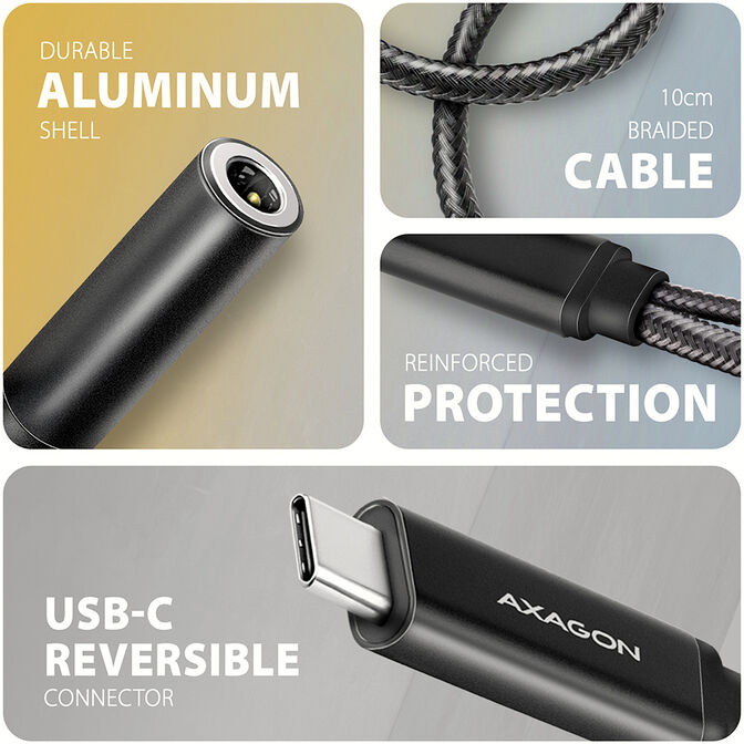 Adaptador &Aacute;udio AXAGON ADA-HCPD USB-C - 3.5mm (F) conector Hi-Res DAC 32bit 384kHz PD 60W 3A image number 2