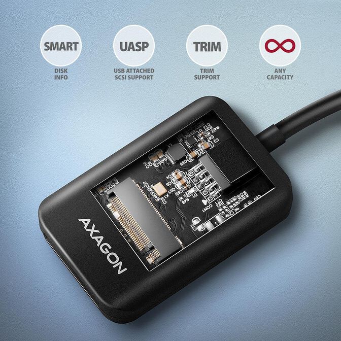 Adaptador AXAGON ADM2-AM USB-A 3.2 Gen2 - 1x NVMe/SATA SDD image number 3
