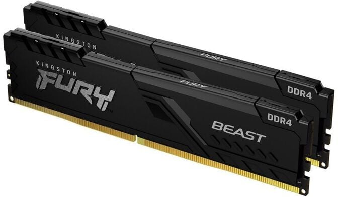 Kingston Kit 16GB (2 x 8GB) DDR4 3600MHz FURY Beast Preto 1R CL17 image number 0