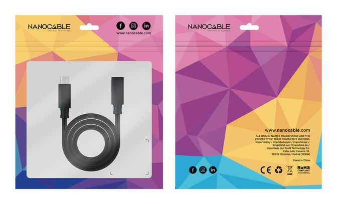 Cabo USB 3.2 Gen2x2 Nanocable 100W 4K/60Hz USB-C M/F 2 M image number 6