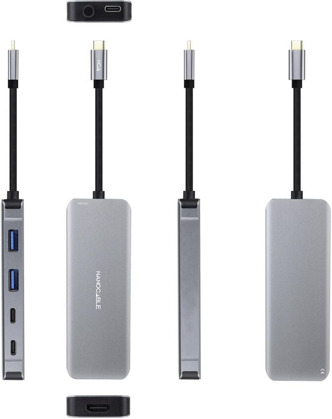 Hub USB-C Nanocable 2x USB-A + 2x USB-C + HDMI + USB-C PD (100W) 15 CM Aluminio image number 1