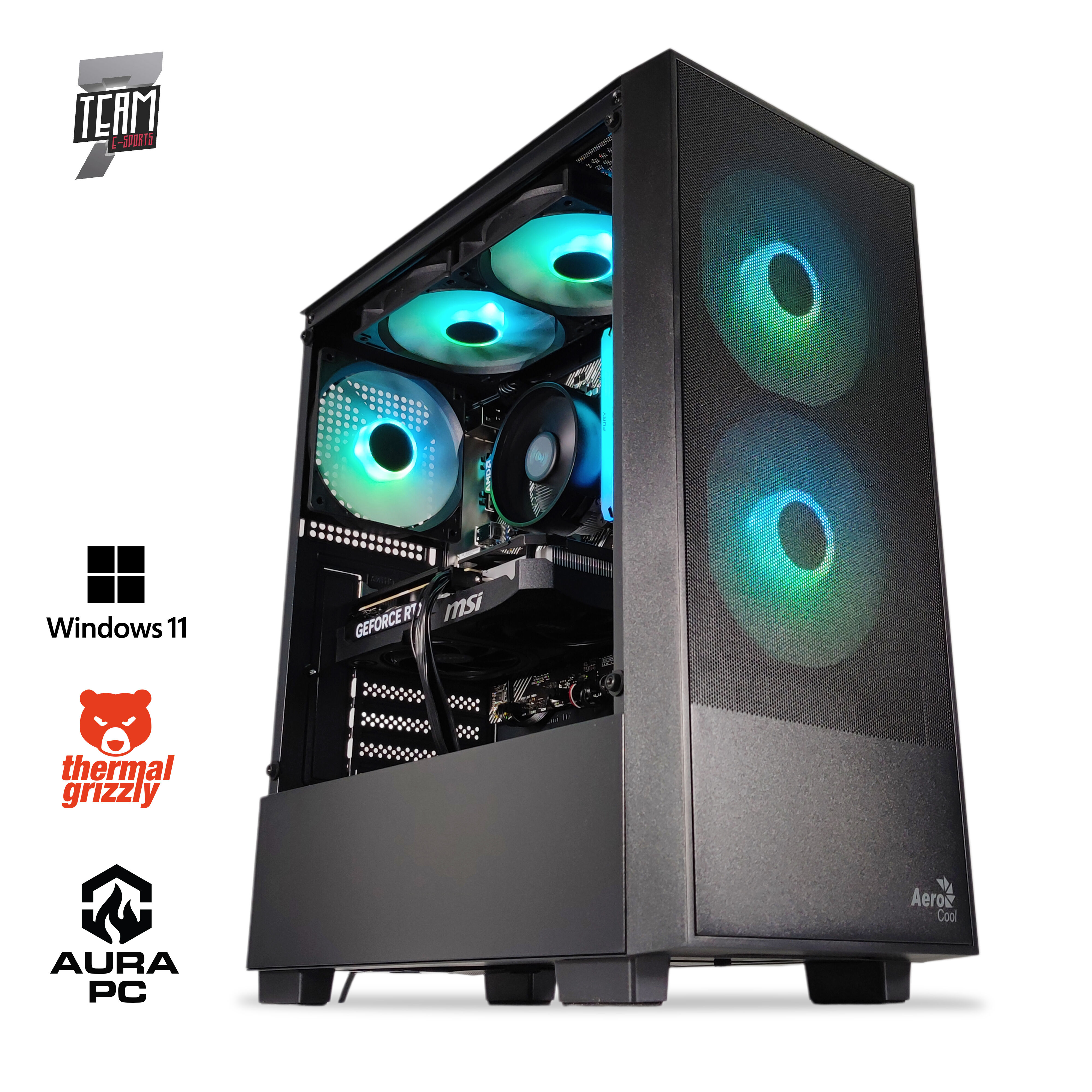 Computador AURA Gamer-PC TEAM 7 EDITION Ryzen 5 7500F 32GB DDR5 1TB RTX 5060 WiFi W11