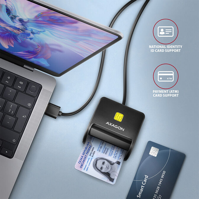 Leitor de cart&otilde;es AXAGON CRE-SM3SD USB Smart card & SD/microSD/SIM card FlatReader image number 3