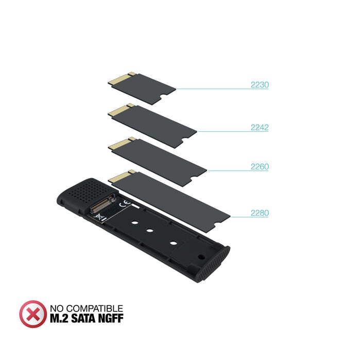Caixa SSD Tooq TQE-2230B M.2 NVMe PCIe USB3.1 Gen 2 Preto image number 3