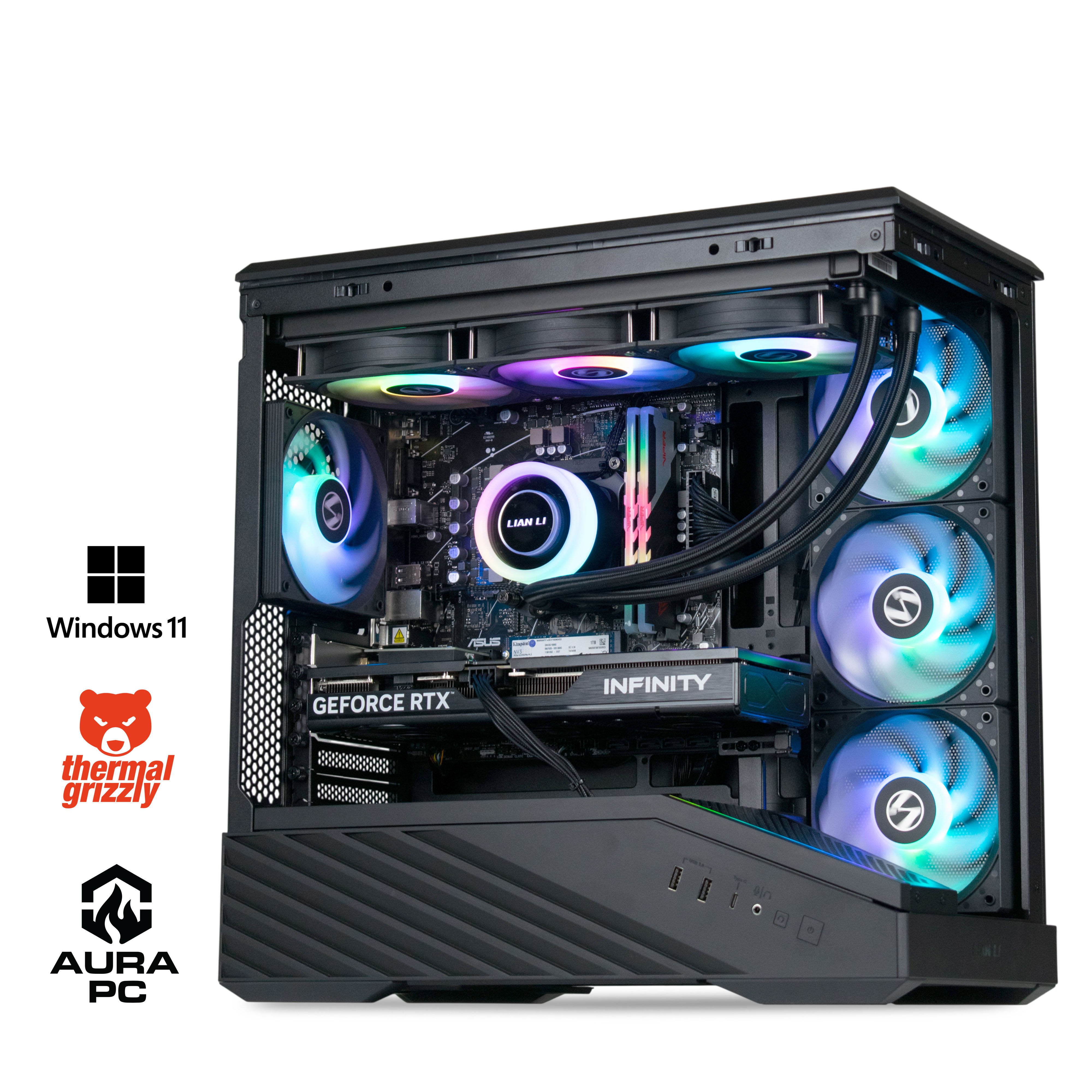 Computador AURA Gamer-PC Lian Li Ryzen 5 7500F 32GB DDR5 1TB RTX 5060 Ti 16GB WiFi W11