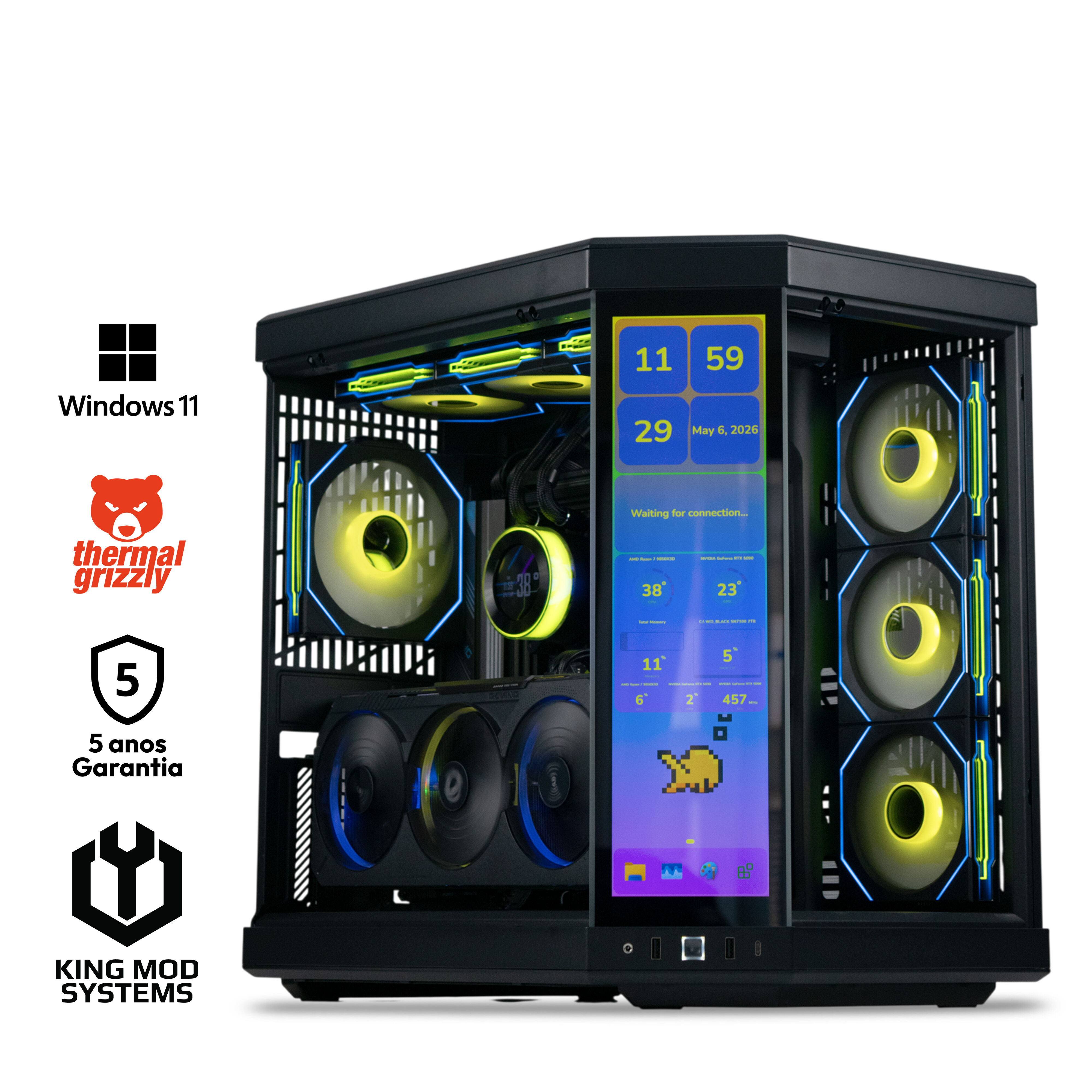 Computador King Mod Gamer-PC HYTE Ryzen 7 9850X3D 64GB DDR5 2TB RTX 5090 WiFi W11