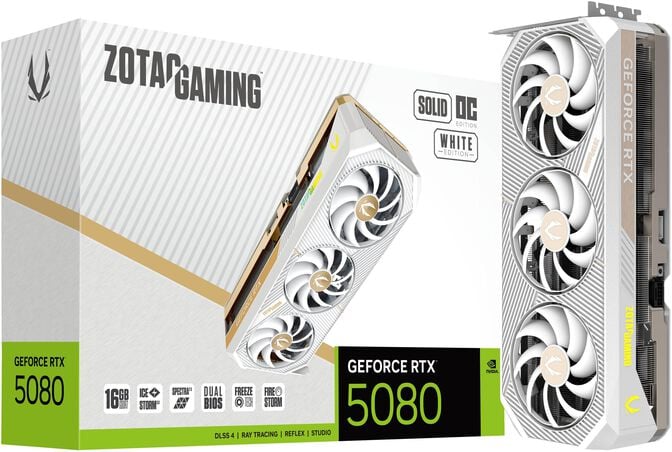 Gr&aacute;fica ZOTAC GeForce&reg; RTX 5080 Solid OC White 16GB GDDR7 DLSS4 image number 7